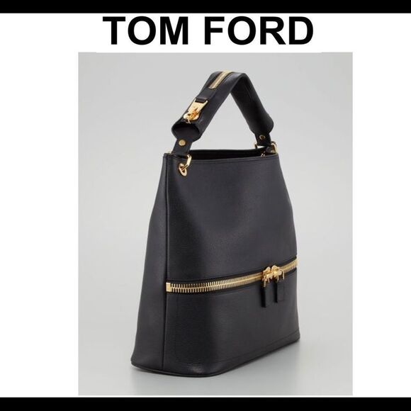 Tom Ford Handbags - TOM Ford Nina Black Calfskin Hobo Bag